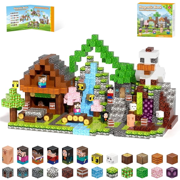 Gryxpox 100Pcs Magnetic Building Blocks - Kids' Building Toy Blocks for Boys and Girls Ages 3+, Outdoor Adventure Theme, Stacking Magnetic Cubes for Kids Ages 310, Sensory Play Game, Birthday Gifts