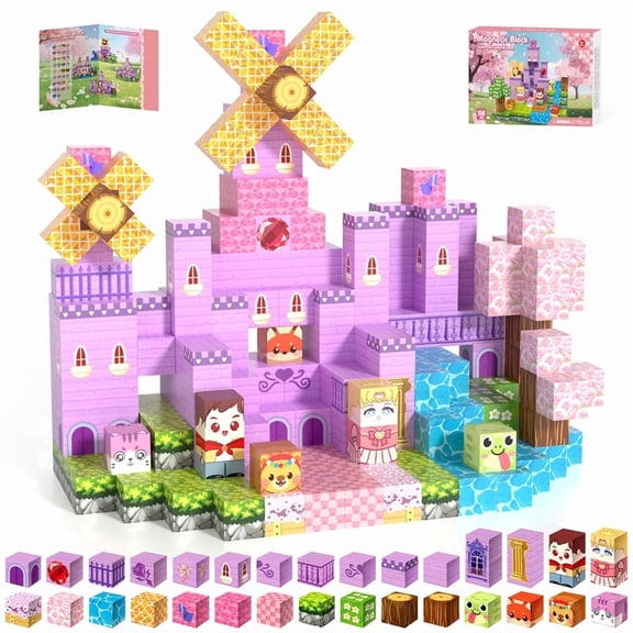 Gryxpox 150Pcs Magnetic Building Blocks, STEM Creative Sensory Toy Blocks, Safe Magnetic Stacking Cubes Toy Gift for Preschooler,Kids
