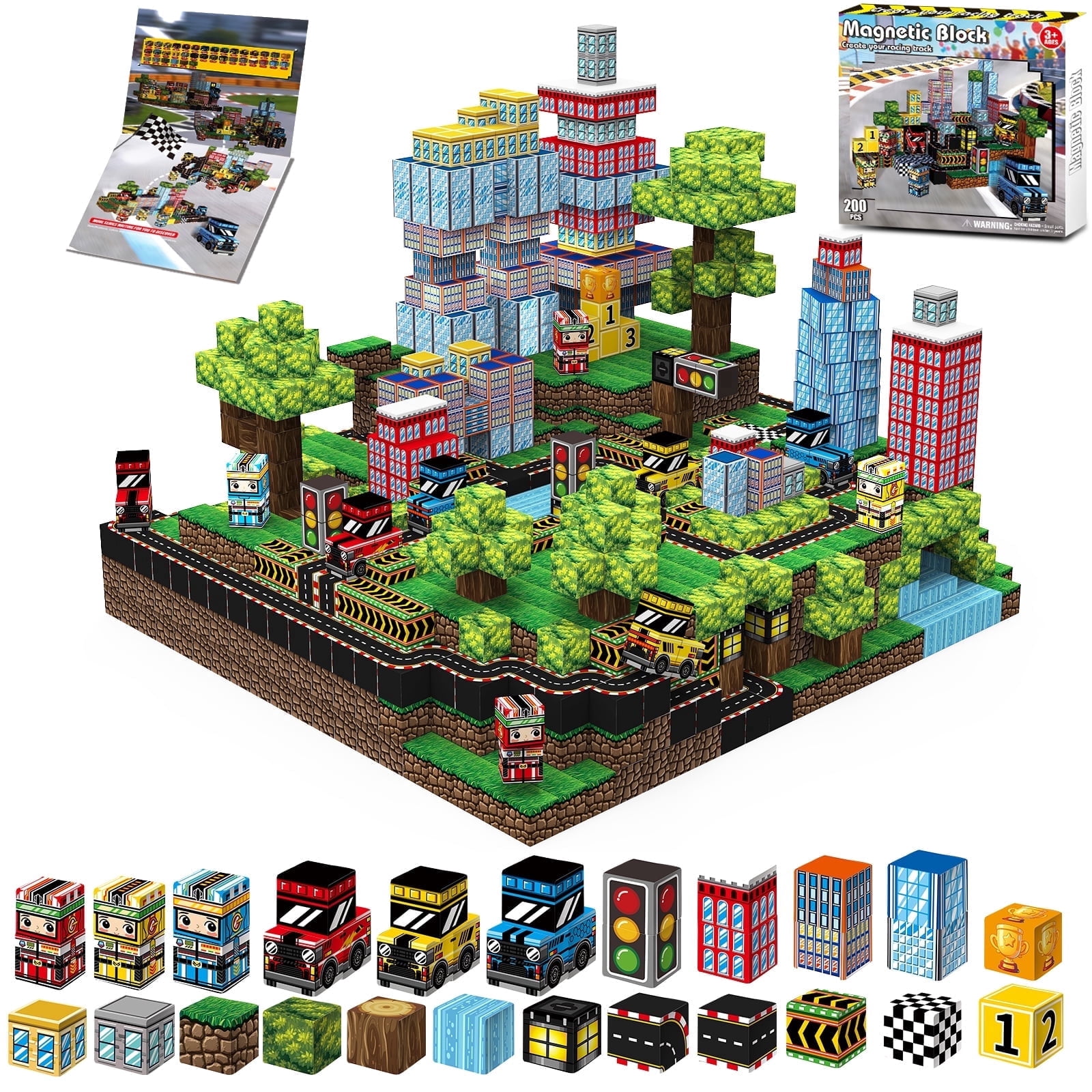 Gryxpox 200PCS Magnetic Building Blocks, Magnet Blocks Cubes, STEM ...