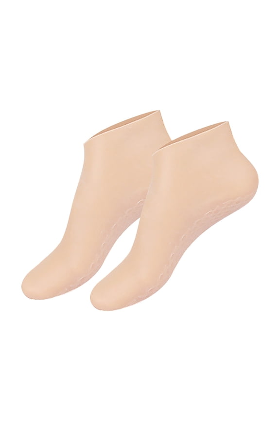 Ankle Socks Aloe Infused Silicone Gel Moisturizing Pedicure Socks Anti-Slip Repair Dry Cracked Rough Heel & Foot Skin Beige