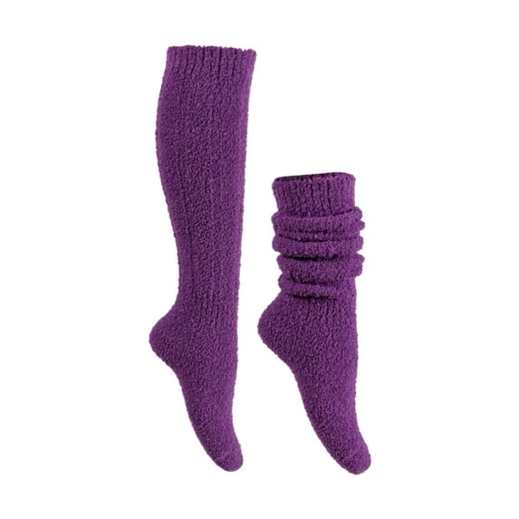 Gsakboxl Ankle Socks Women Extra Thick Slouch Calf Stackable Thermal Socks Autumn Winter Warm Sleeping Maternity Home Hosiery Violet