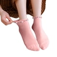 thumbnail image 1 of Gsakboxl Ankle Socks Women Solid Cotton Cute Pearl Ruffle Edge Warm Mid Calf Socks Casual Soft Short Tube Hosiery For Autumn Winter Daily Pink, 1 of 5