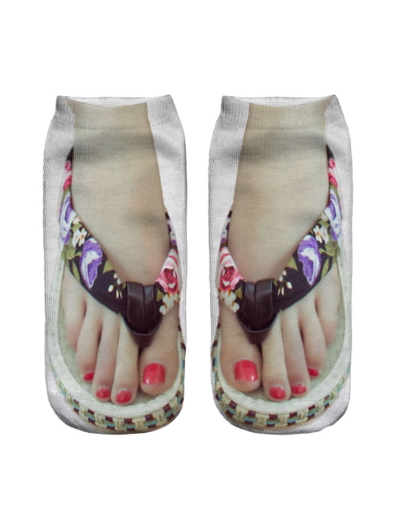 Ankle Socks Women's Funny 3D Nail Art Printed Short Socks Creative Prank Style Invisible Socks Ankle Socks for Daily Party