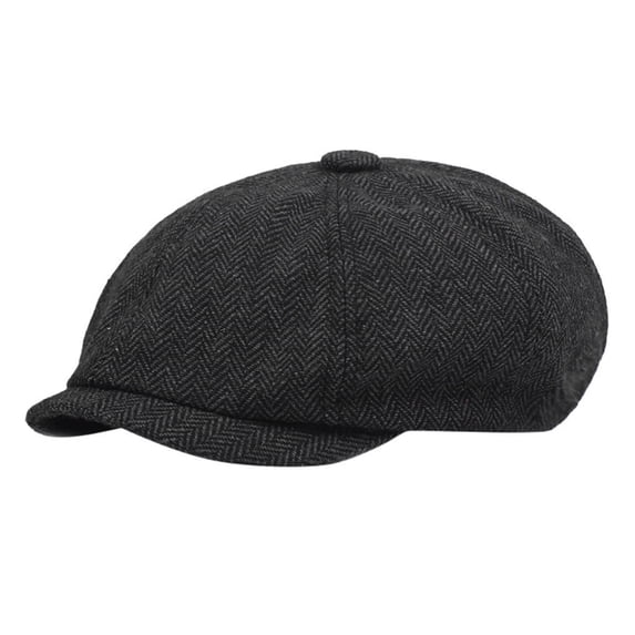 Gsakboxl Baseball Cap Men Herringbone Tweed Newsboy Flat Cap, Retro British Style Casual Baker Boy Hat