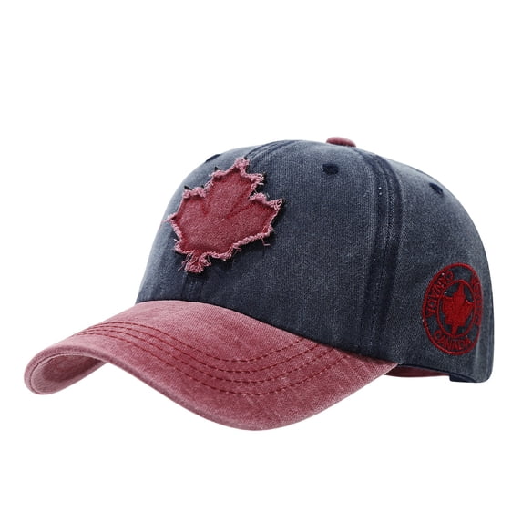 Gsakboxl Baseball Cap Unisex Canada Maple Leaf Patch Cotton Baseball Cap, Washed Lightweight Sports Hat for Outdoor Casual