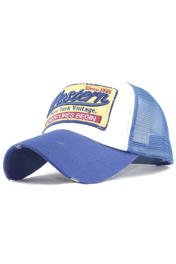 Baseball Cap Western Style Embroidered Letter Mesh Baseball Cap, Breathable Summer Sun Hat for Men Women Hip Hop Casual Outdoor