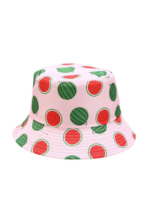 Bucket Hat 2026 New Creative Fruit 3D Print Reversible Double Sided Fisherman Basin Hat European American Style Outdoor Leisure Anti UV Sun Visor Hat For Men Women Watermelon red