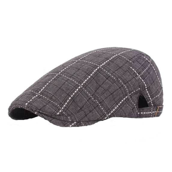 Gsakboxl Bucket Hat Men Plaid Retro Newsboy Flat Cap, Cotton Adjustable Breathable Cabbie Hat for Driving & Hunting