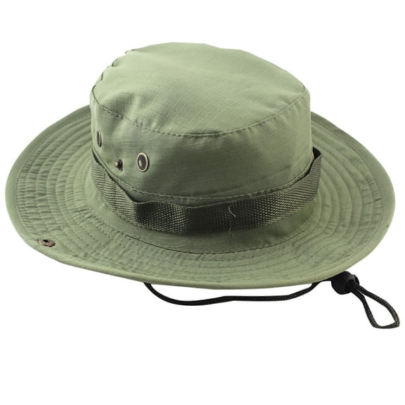 Gsakboxl Bucket Hat Unisex Adjustable Camouflage & Solid Color Boonie Fisherman Hat Windproof Breathable Outdoor Sun Visor Nepalese Cap For Men Mountain Climbing Fishing Camping Hunting Green