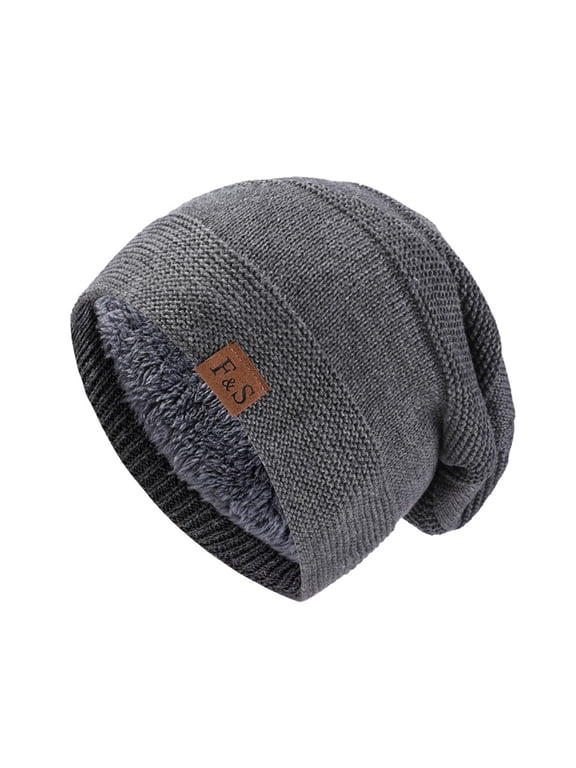 Bucket Hat Unisex Fleece Lined Ear Protection Slouch Knit Beanie Windproof Thermal Outdoor Cold Weather Hat For Men Women Grey
