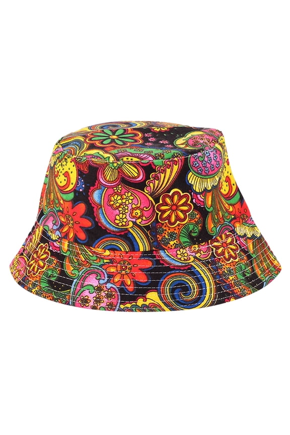 Bucket Hat Unisex Fresh Small Floral Print Breathable Fisherman Bucket Hat Fashion Casual Outdoor UV Protection Sun Basin Hat For Men Women Orange