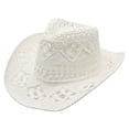 thumbnail image 1 of Gsakboxl Bucket Hat Unisex Hand Woven Hollow Straw Cowboy Hat, Summer UV Protection Western Style Outdoor Beach Sun Cap, 1 of 2