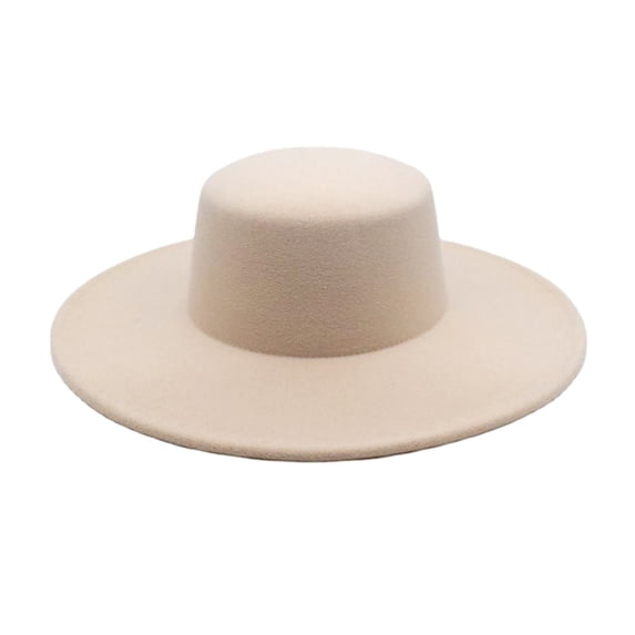 Gsakboxl Bucket Hat Unisex Wide Brim Flat Top Wool Like Fedora, Elegant Winter Felt Hat for Formal & Daily Outdoor Wear