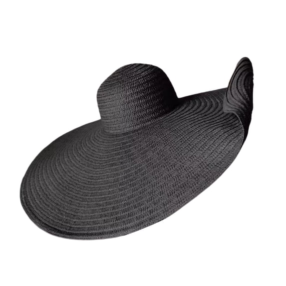 Gsakboxl Bucket Hat Women Oversized Wide Brim Straw Weave Sun Hat, Full-Face Coverage UV Protection Beach Hat for Seaside Vacation