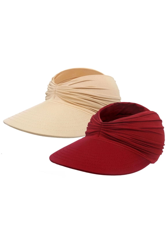 Bucket Hat Women UPF50+ Wide Brim Foldable Ponytail Friendly Empty Top Sun Visor Hat Lightweight Portable Summer Outdoor Beach Cap Brick Red