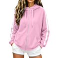 thumbnail image 1 of Gsakboxl Cardigan Sweaters for Women Autumn Winter Color Block Drop Shoulder High Collar Hooded Cardigan, Loose Trendy Casual Open Front Sweatshirt, 1 of 6