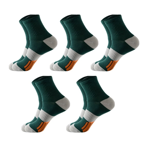 Gsakboxl Compression Socks 5 Pairs Men’s Color Block Mid Calf Athletic Socks Contrast Stitching Sweat Warming Crew Socks Breathable Sweat Wicking Sport Socks for Basketball Running Spring Autumn