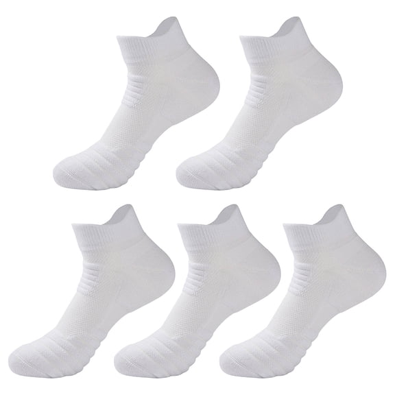 Gsakboxl Compression Socks 5 Pairs Unisex Terry Cushioned Ankle Sports Socks Shock Absorbing Sweat Wicking Athletic Socks for Basketball Marathon Running Badminton Fitness Outdoor