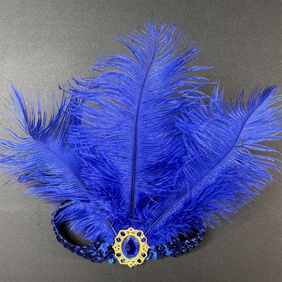 Gsakboxl Feather Headband Artificial Synthetic Feathers Non‑Animal Lightweight Ornate Rhinestone Sequin Headdress For Carnival Mardi Gras Halloween Party Stage Festival Hair Accessory