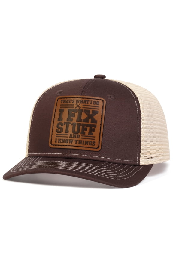 Hat With Fan Unisex Leather Label Printed Mesh Back Baseball Cap Personalized Breathable Outdoor Sun Visor Hat Fashion Driving Accessory For Men Women Brown
