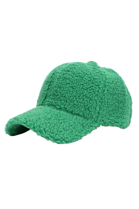 Hat With Fan Unisex Solid Color Thick Lamb Wool Lined Warm Baseball Cap Soft Fleece Thermal Sports Peaked Hat For Men Women Winter Outdoor Travel Holiday Gift Green
