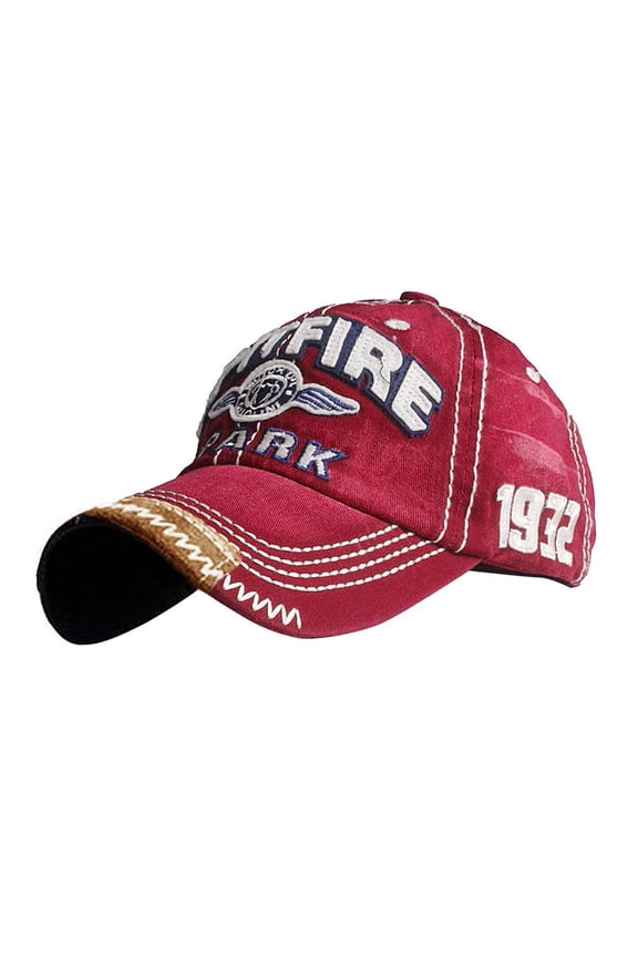 Hat With Fan Unisex Spitfire Letter Embroidered Floral Denim Mesh Baseball Cap Fashion All-match Summer Sun Visor Hat Red