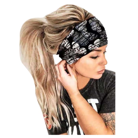 Gsakboxl Headbands All Over Print Elastic Bandana Head Wrap, Sweat Wicking Soft Printed Hair Band For Yoga Running Fitness Sports