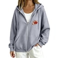thumbnail image 1 of Gsakboxl Hoodie Women Football Embroidery Full Zip Up Long Sleeve Hooded Sweatshirt, Casual Outer Hood Jacket For Football Lovers Fall Daily Wear, 1 of 8