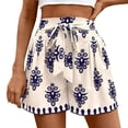 thumbnail image 1 of Gsakboxl Linen Pants Women High Waisted Wide Leg Printed Shorts Tie Drawstring Baggy Lightweight Cotton Graphic Summer Beach Casual Shorts L, 1 of 4