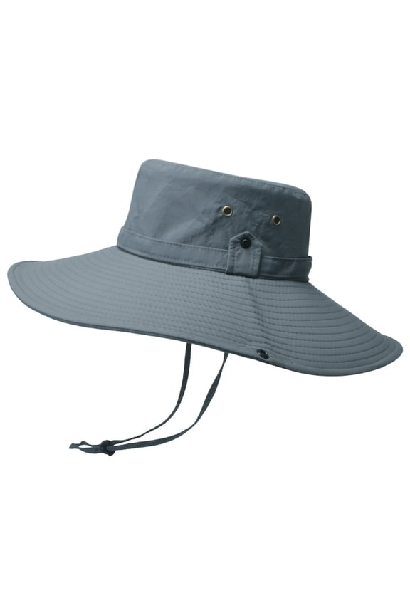 Men's Outdoor Extra Wide Brim Sun Protection Fisherman Cap Breathable Foldable Hiking Hat for Summer Mountain Climbing Travel Sun Hat Dark Gray One Size