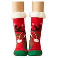 thumbnail image 1 of Gsakboxl No Show Socks Women Winter Ultra Soft Fleece Lined Anti-Slip Gripper Slipper Socks Warm Cozy Indoor Sleeping Hosiery Red, 1 of 3