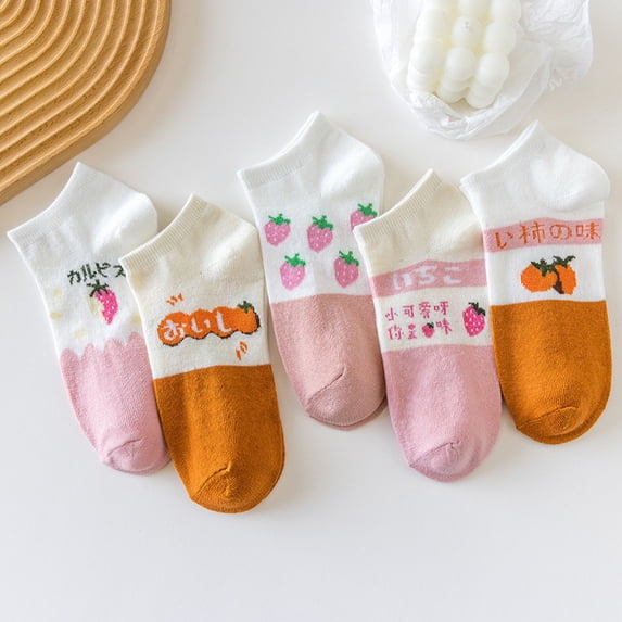 Gsakboxl No Show Socks Womens 5 Pairs Unisex Letter Print Low Cut Socks Fashion Personality Colorful Novelty No Show Socks Casual Short Socks for Men Women