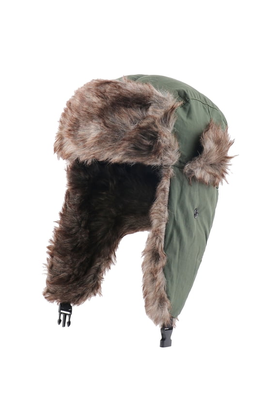 Skull Cap Men Thunderhead Waterproof Windproof Ski Trapper Cap Cold Weather Ear Flap Baseball Hat Green