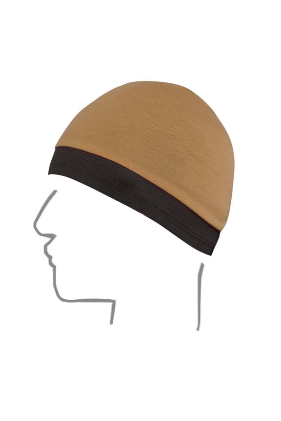 Skull Cap Unisex Breathable Dome Wig Base Cap Wide Edge Elastic Shaping Round Beanie Sweat Wicking Head Wrap For Men Women Summer Daily Use Khaki