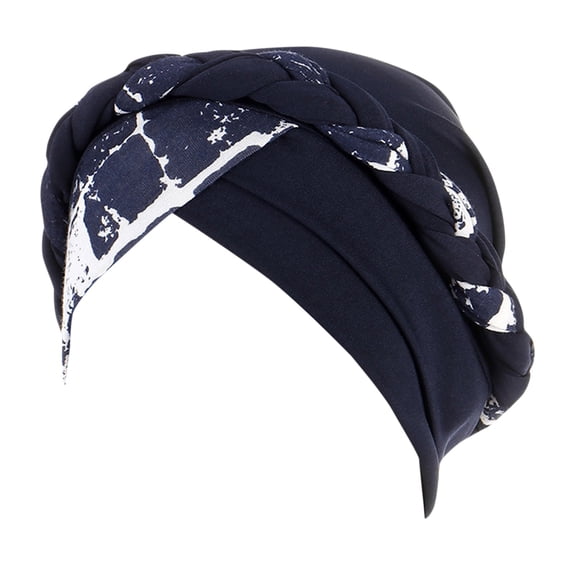 Gsakboxl Skull Cap Women Ethnic Pre-Tied Twisted Braid Chemo Turban, Soft Head Wrap Cap for Hair Loss & Daily Modest Wear