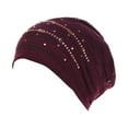 thumbnail image 1 of Gsakboxl Skull Cap Women Rhinestone Decor Cotton Chemo Turban, Ruffle Muslim Head Wrap Beanie for Hair Loss Modest Wear, 1 of 2
