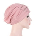 thumbnail image 1 of Gsakboxl Skull Cap Women Rhinestone Decor Cotton Chemo Turban, Ruffle Muslim Head Wrap Beanie for Hair Loss Modest Wear, 1 of 5
