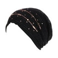 thumbnail image 1 of Gsakboxl Skull Cap Women Rhinestone Decor Cotton Chemo Turban, Ruffle Muslim Head Wrap Beanie for Hair Loss Modest Wear, 1 of 2