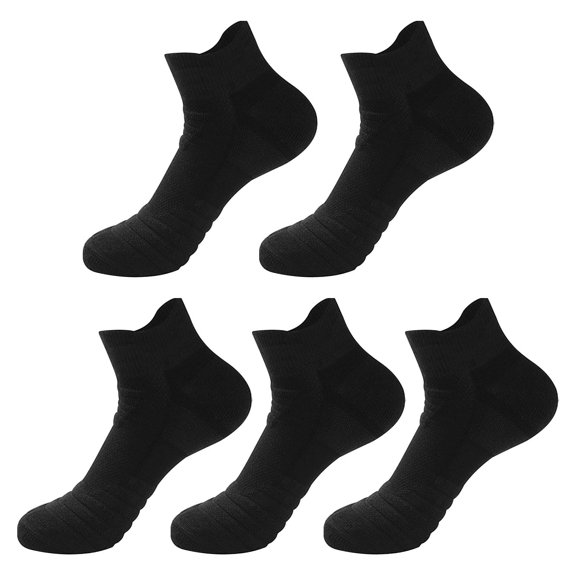 Gsakboxl Socks for Men 5 Pairs Unisex Terry Cushioned Ankle Sports Socks Shock Absorbing Sweat Wicking Athletic Socks for Basketball Marathon Running Badminton Fitness Outdoor
