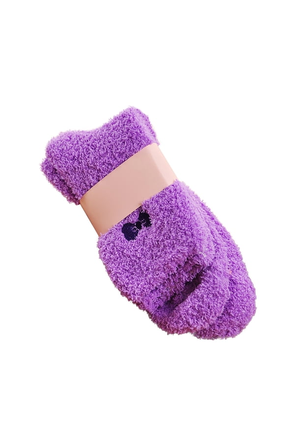 Socks for Women Women Colorful Soft Fleece Lined Half Coral Fuzzy Bed Socks Thick Thermal Winter Slipper Hosiery Violet