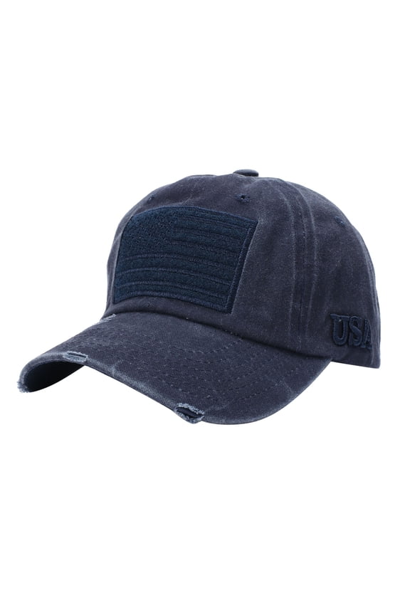 Solar Fan Hat Unisex Embroidered USA Flag Adjustable Baseball Cap All Seasons UV Sun Hat For Running Workout Outdoor Sports Navy