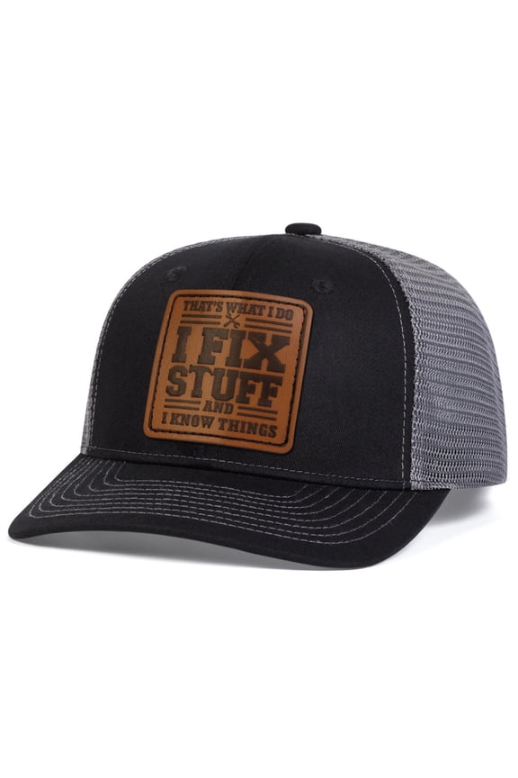 Solar Fan Hat Unisex Leather Label Printed Mesh Back Baseball Cap Personalized Breathable Outdoor Sun Visor Hat Fashion Driving Accessory For Men Women Dark Gray