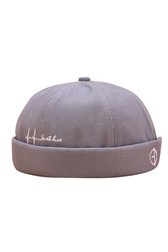Solar Fan Hat Unisex Solid Brimless Mechanic Sailor Skull Cap Wavy Landlord Yuppie Hat Casual Street Wear For Men Women Grey