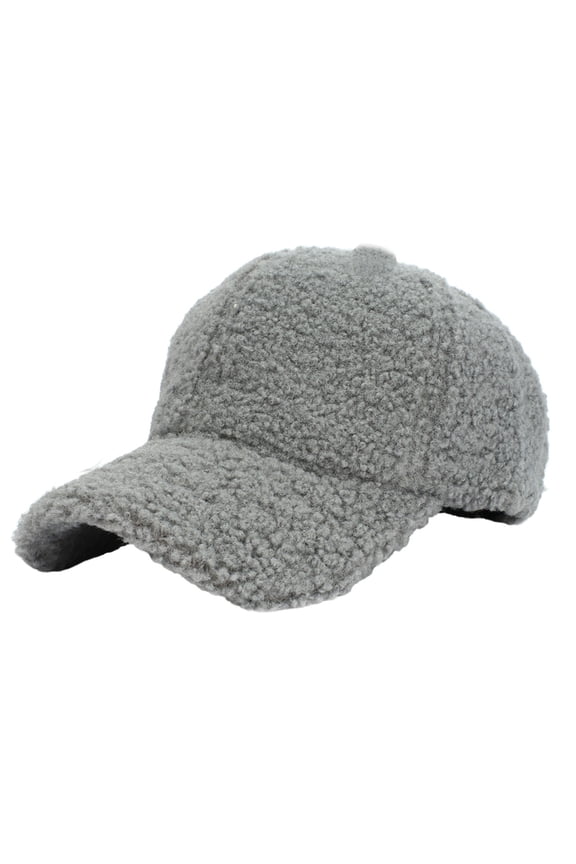 Solar Fan Hat Unisex Solid Color Thick Lamb Wool Lined Warm Baseball Cap Soft Fleece Thermal Sports Peaked Hat For Men Women Winter Outdoor Travel Holiday Gift Grey