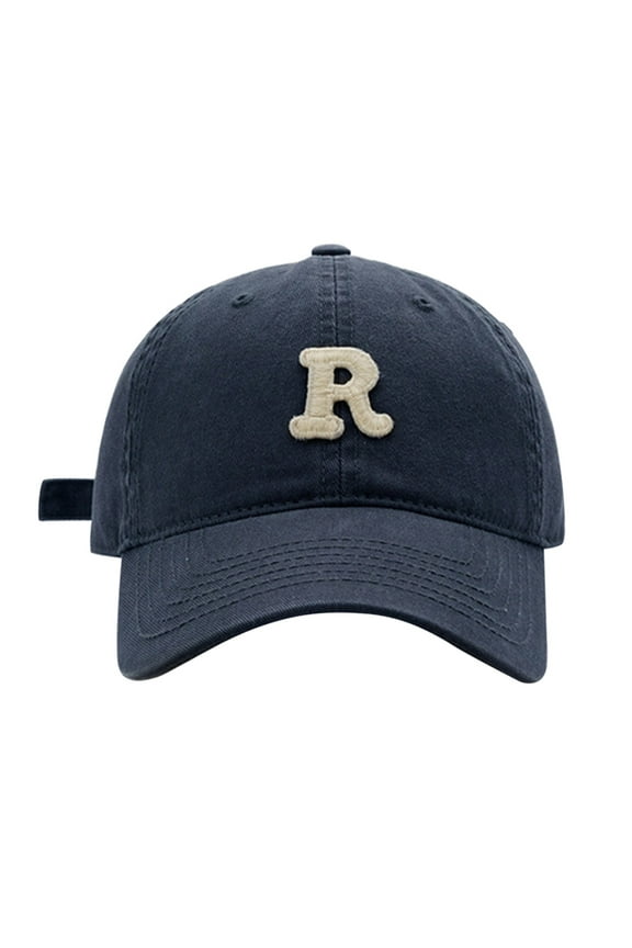 Solar Fan Hat Unisex Spring Summer Big Head Circumference Soft Top Solid R Letter Baseball Cap Breathable Adjustable Anti UV Casual Duckbill Hat For Large Heads Navy