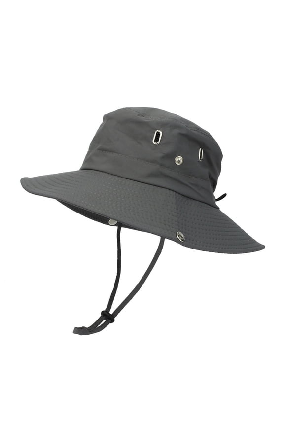 Solar Fan Hat Unisex Square Camo Wide Brim Boonie Bucket Hat Western Cowboy Styling Breathable Outdoor UV Sun Hat For Fishing Hiking Trip Grey