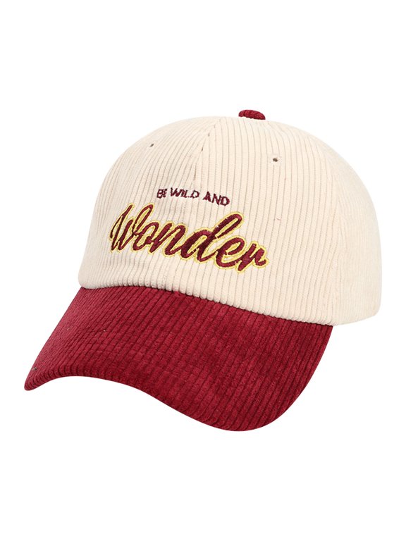 Solar Fan Hat Unisex Vintage Color Block Corduroy Baseball Cap Classic Casual Prep Style Breathable Anti UV Soft Top Sun Visor Hat For Men Women Daily Commute Street Shooting Red