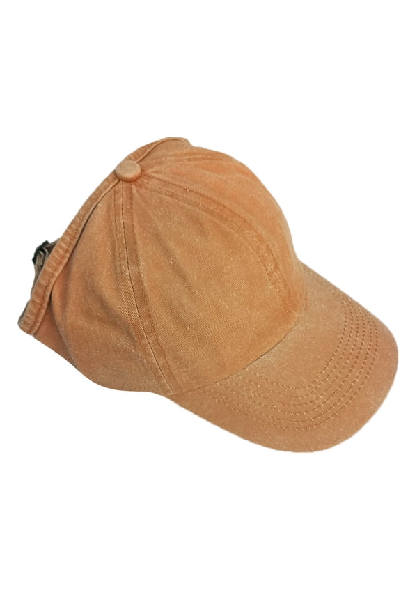 Solar Fan Hat Unisex Washed Cloth Half Empty Top Adjustable Ponytail Baseball Cap Outdoor UV Protection Sun Visor Peaked Hat Yellow