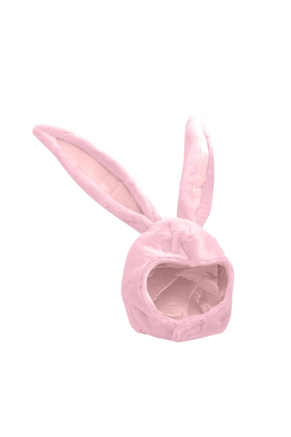 Solar Fan Hat Women Cute Plush Rabbit Ear Full Head Cover Hat Funny Cartoon Animal Cosplay Cap Soft Fluffy Holiday Gift For Halloween Party Birthday Dress Up Pink
