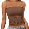 thumbnail image 1 of Gsakboxl Summer Tops 2026 New Independent Station Women Strapless Tube Top Slim Fit Sleeveless Crop Camisole Basic No Shoulder Elegant Fashion Summer Daily Layering Blouse Khaki S, 1 of 4